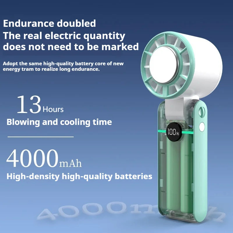 Foldable Turbo Fan with LED & 5 Speeds – USB Rechargeable