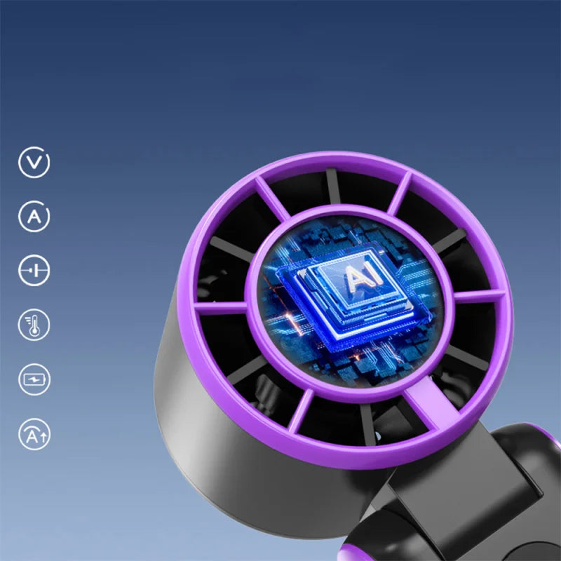 Foldable Turbo Fan with LED & 5 Speeds – USB Rechargeable