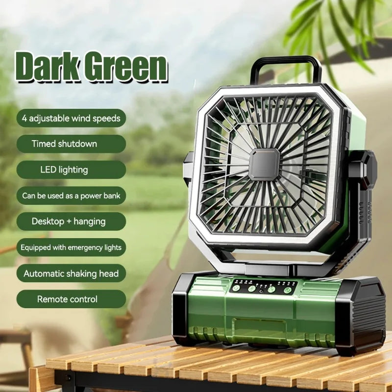 Rechargeable Camping Ceiling Fan with Light & Remote
