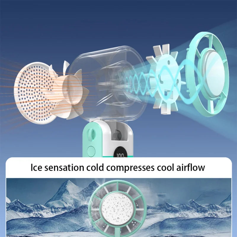 Foldable Turbo Fan with LED & 5 Speeds – USB Rechargeable