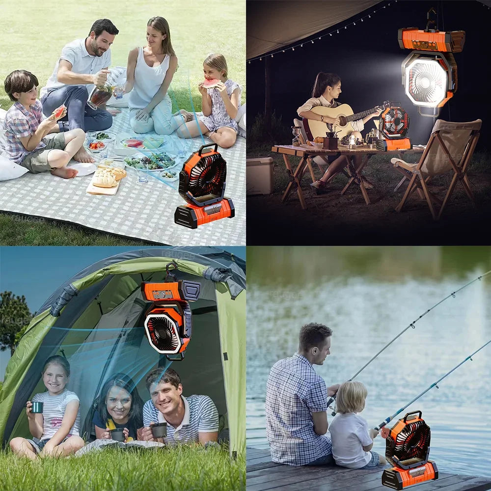 Rechargeable Camping Ceiling Fan with Light & Remote