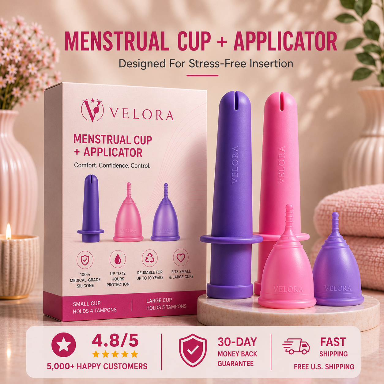 Menstrual Cup + Applicator Kit