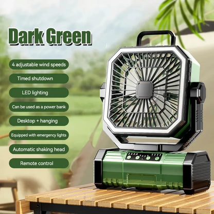 Rechargeable Camping Ceiling Fan with Light & Remote