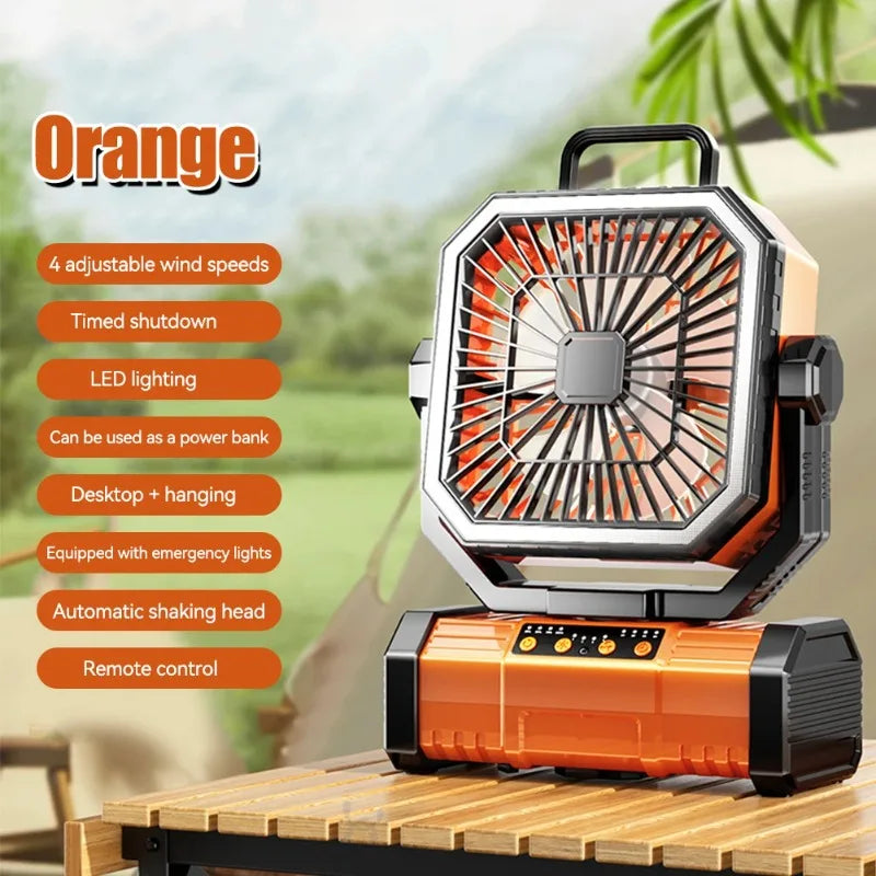 Rechargeable Camping Ceiling Fan with Light & Remote
