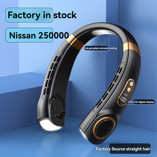 Portable USB Bladeless Neck Fan with Digital Display and Air Cooler